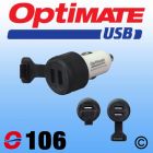 OptiMate O106 Double USB Charger - Cigarette Lighter Plug