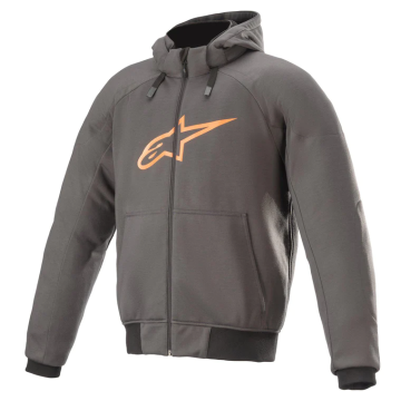 AlpineStars Chrome Sport Motorcycle Riding Hoodie - Tar Gray/Flame Orange