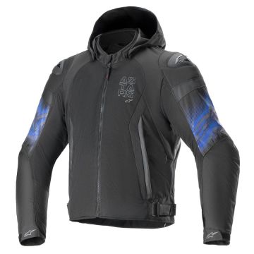 Alpinestars Zaca Air Venom All Weather Waterproof Hooded Textile Jacket - Black / Electric Blue