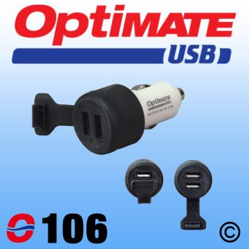 OptiMate O106 Double USB Charger - Cigarette Lighter Plug