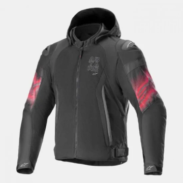 Alpinestars Zaca Air Venom All Weather Waterproof Hooded Textile Jacket - Black / Bright Red