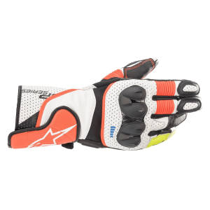 Alpinestars SP-2 V3 Leather Gloves - Black / White Fluorescent Red