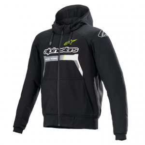 AlpineStars Chrome Ignition Motorcycle Riding Hoodie - Black / Fluo Yellow