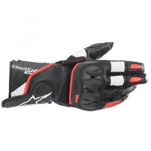 Alpinestars SP-2 V3 Leather Gloves - Black / White / Fluorescent Red