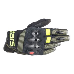 Alpinestars Halo Leather Gloves - Forest Black / Fluorescent Yellow