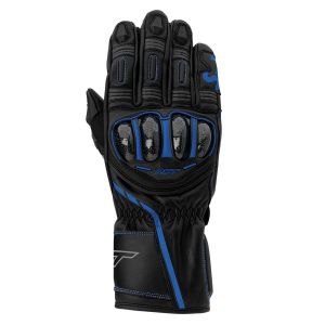 RST S1 CE Leather Gloves - Black / Grey / Neon Blue